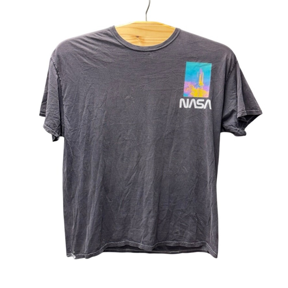 Hyper Space NASA Graphic T-Shirt Mens 2XL Faded Black Space Shuttle Launch Cot